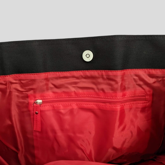 Victoria's Secret X-Large Black Metallic Silver Horizontal Striped Tote Bag - Picture 9 of 11